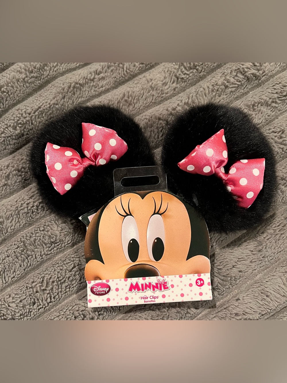 DISNEY MINNIE MOUSE HAIR CLIPS PINK BOWS EARS DISNEYLAND POLKA DOTS NEW GIRLS